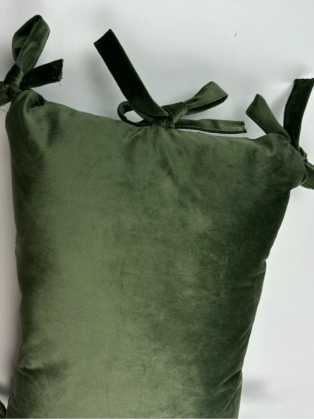 Green Velvet Bow Accent Pillow Size 14 x 20 Inches